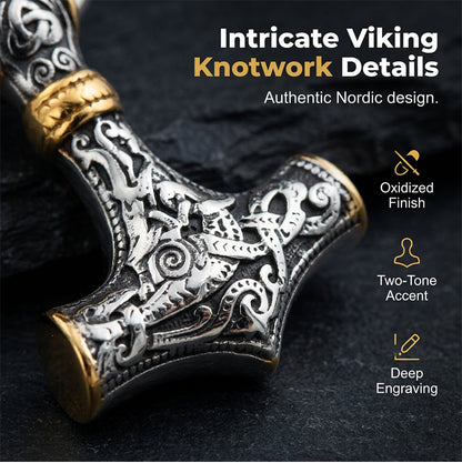 🎁2026 New Arrivals💥Viking Thor Hammer Pendant Necklace – Stainless steel with Byzantine chain – Bold & durable – perfect for daily wear or gifting ✨💪
