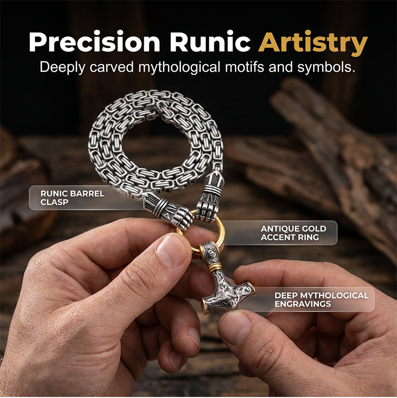 🎁2026 New Arrivals💥Viking Thor Hammer Pendant Necklace – Stainless steel with Byzantine chain – Bold & durable – perfect for daily wear or gifting ✨💪