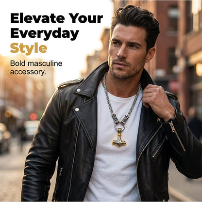 🎁2026 New Arrivals💥Viking Thor Hammer Pendant Necklace – Stainless steel with Byzantine chain – Bold & durable – perfect for daily wear or gifting ✨💪