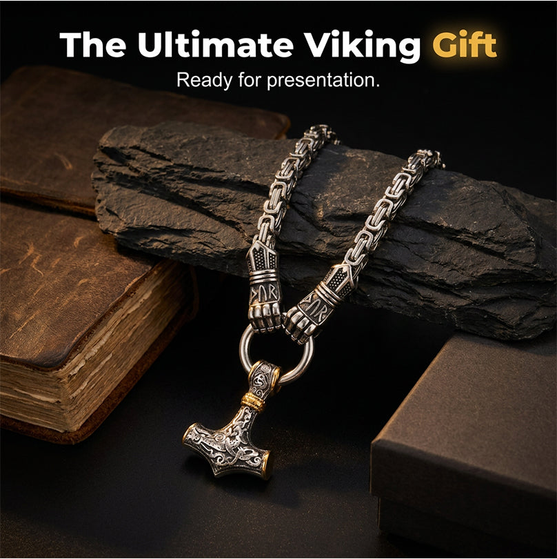 🎁2026 New Arrivals💥Viking Thor Hammer Pendant Necklace – Stainless steel with Byzantine chain – Bold & durable – perfect for daily wear or gifting ✨💪