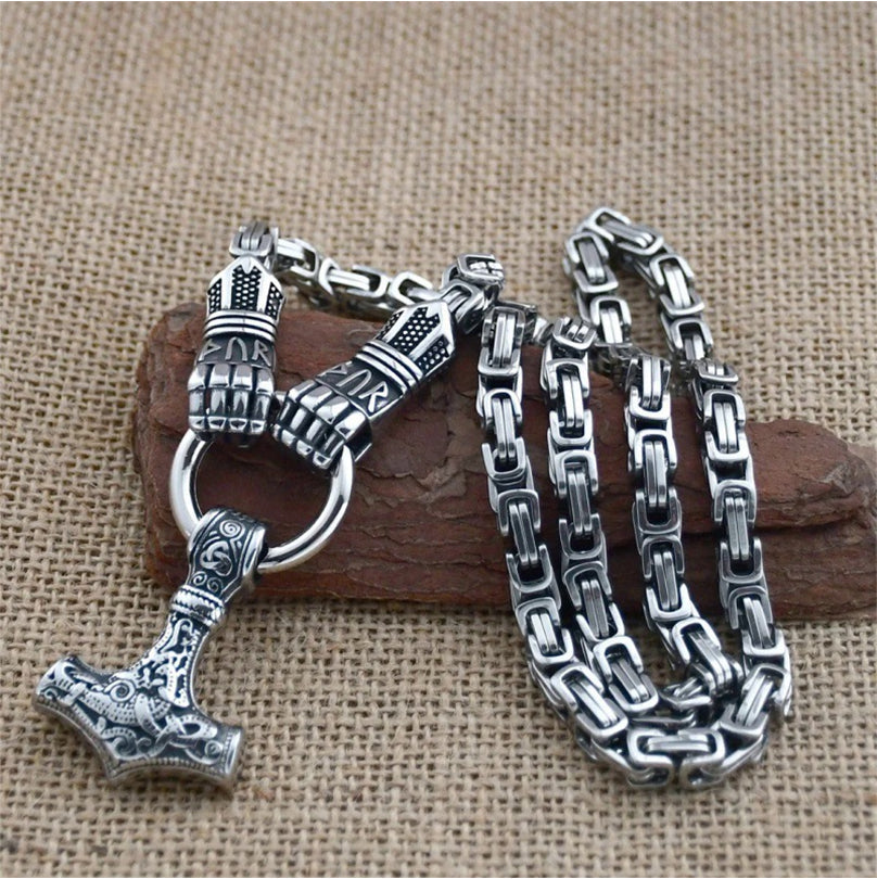🎁2026 New Arrivals💥Viking Thor Hammer Pendant Necklace – Stainless steel with Byzantine chain – Bold & durable – perfect for daily wear or gifting ✨💪