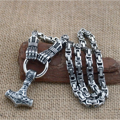 🎁2026 New Arrivals💥Viking Thor Hammer Pendant Necklace – Stainless steel with Byzantine chain – Bold & durable – perfect for daily wear or gifting ✨💪