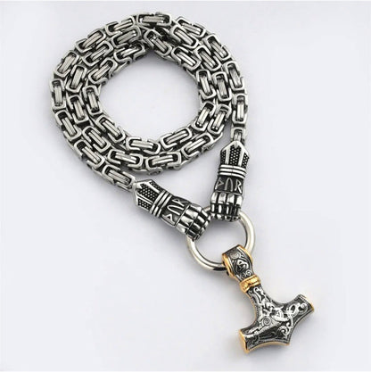 🎁2026 New Arrivals💥Viking Thor Hammer Pendant Necklace – Stainless steel with Byzantine chain – Bold & durable – perfect for daily wear or gifting ✨💪