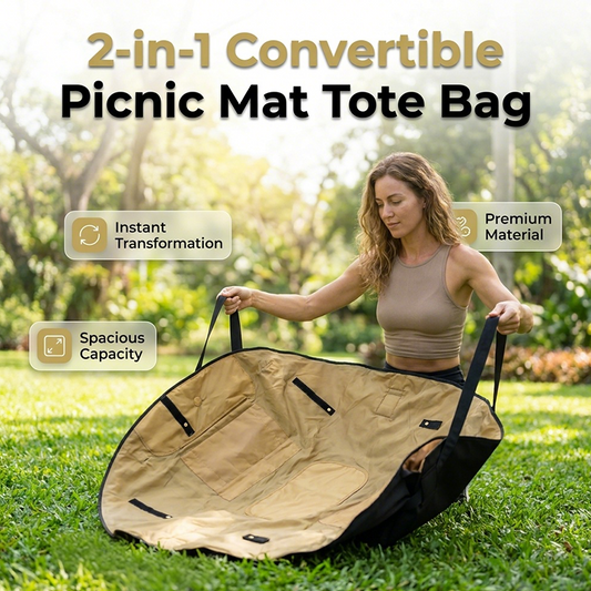 🧺✨ 2-in-1 Convertible Picnic Mat Tote Bag – Portable Large-Capacity Travel Storage Handbag ✈️📦