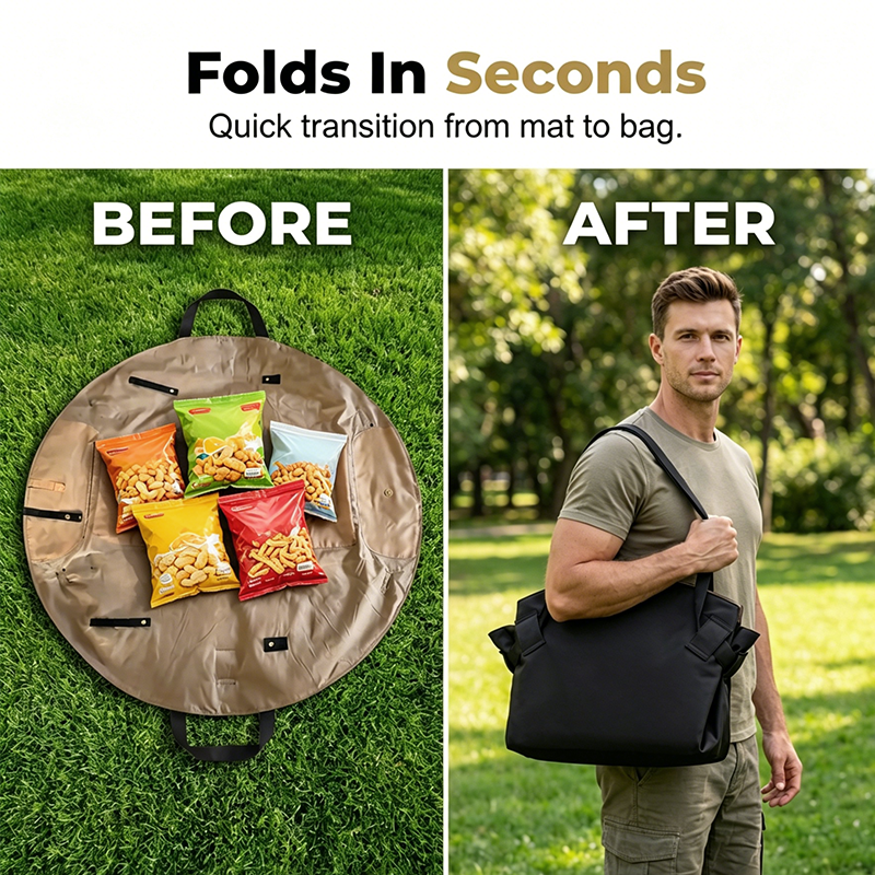 🧺✨ 2-in-1 Convertible Picnic Mat Tote Bag – Portable Large-Capacity Travel Storage Handbag ✈️📦
