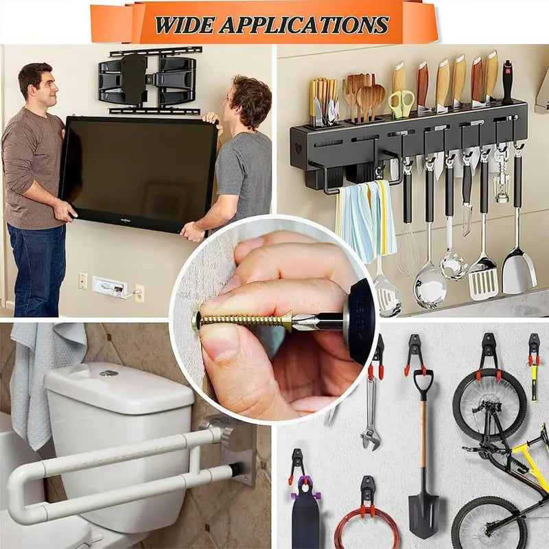 🛠️🔩Self Drilling Drywall Anchors with Screws Kit🪨 Easy Install Wall Fixing Accessories
