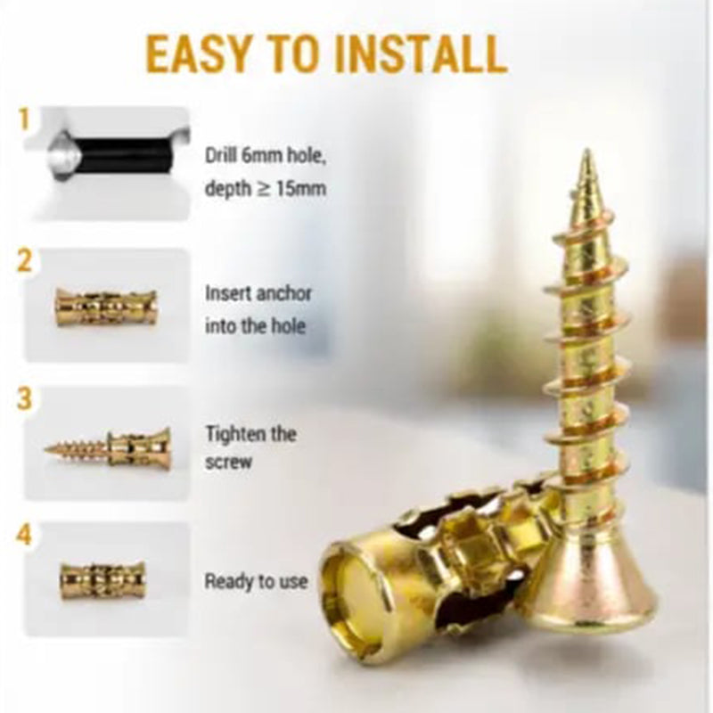🛠️🔩Self Drilling Drywall Anchors with Screws Kit🪨 Easy Install Wall Fixing Accessories