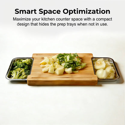 🥕🔪Wooden Cutting Board with Slide-Out Trays