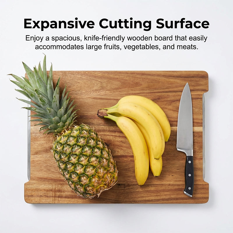 🥕🔪Wooden Cutting Board with Slide-Out Trays