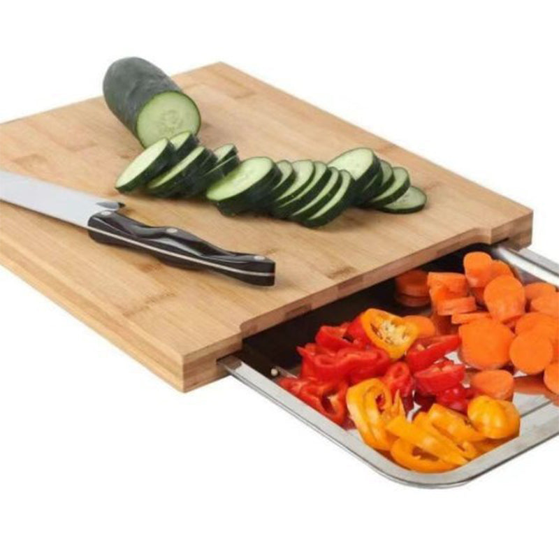 🥕🔪Wooden Cutting Board with Slide-Out Trays