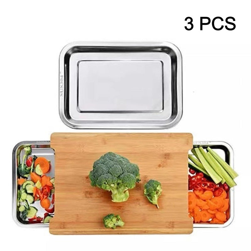 🥕🔪Wooden Cutting Board with Slide-Out Trays