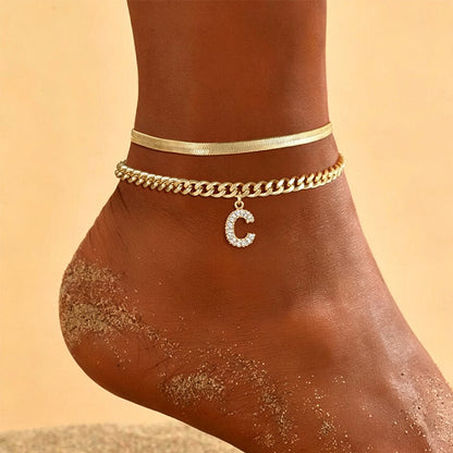 📢📢50% OFF !! ⏰Dainty Layered Gold Initial Anklets for Women