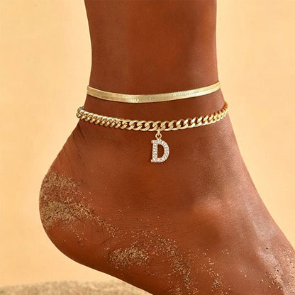 📢📢50% OFF !! ⏰Dainty Layered Gold Initial Anklets for Women