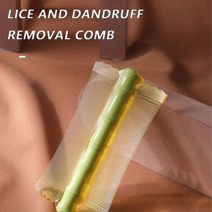 🎋 Bamboo Styling Double-Sided Fine Teeth Comb | Removes Lice & Dandruff | Ergonomic Grip | All Hair Types | For Adults, Kids & Pets 🌿✨