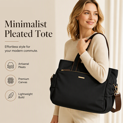 📢📢40% OFF !! ⏰Casual Canvas Tote Bag with Pleated Side Pockets for Women