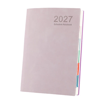📅2027 Minimalist A5 Daily Planner – 365-Day Agenda with PU Cover, Lay-Flat Binding, and Writing-Friendly Paper