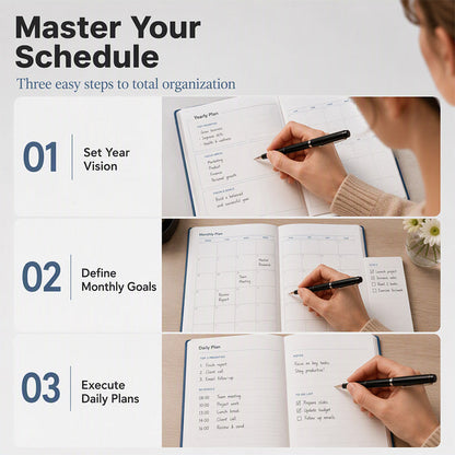 📅2027 Minimalist A5 Daily Planner – 365-Day Agenda with PU Cover, Lay-Flat Binding, and Writing-Friendly Paper