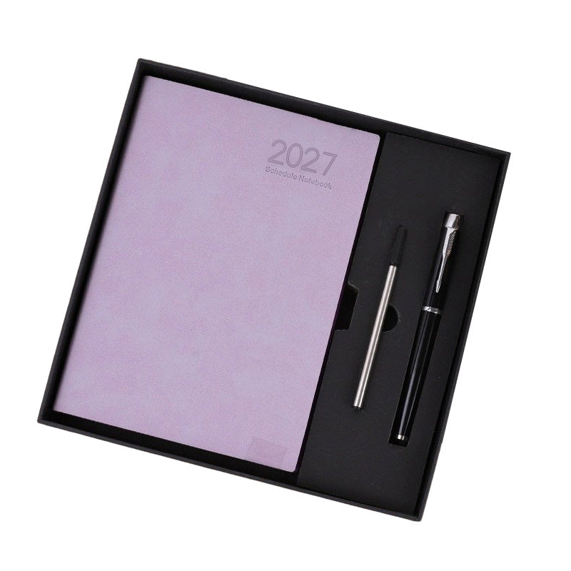 📅2027 Minimalist A5 Daily Planner – 365-Day Agenda with PU Cover, Lay-Flat Binding, and Writing-Friendly Paper