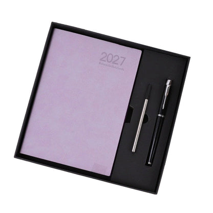 📅2027 Minimalist A5 Daily Planner – 365-Day Agenda with PU Cover, Lay-Flat Binding, and Writing-Friendly Paper