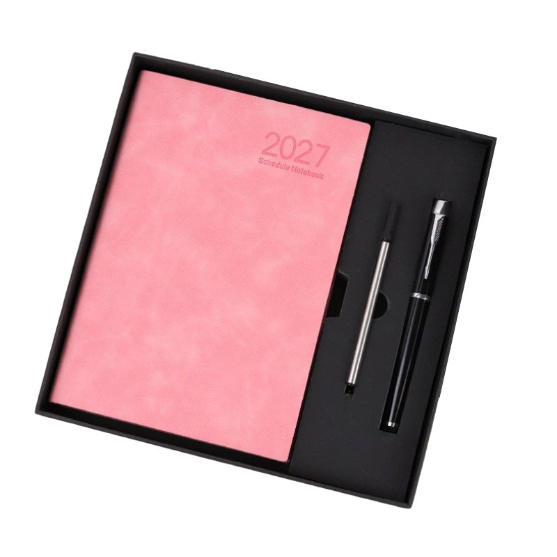 📅2027 Minimalist A5 Daily Planner – 365-Day Agenda with PU Cover, Lay-Flat Binding, and Writing-Friendly Paper