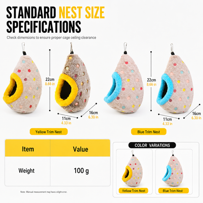 🐦Hanging Warm Cotton Bird Nest Hammock Egg Shaped Cage Bed