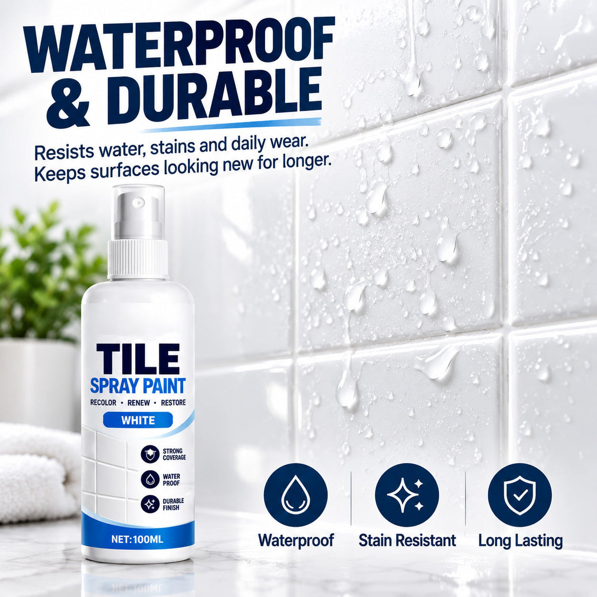 🎨 Tile Renewal Spray Paint, 100ml 3 Colors