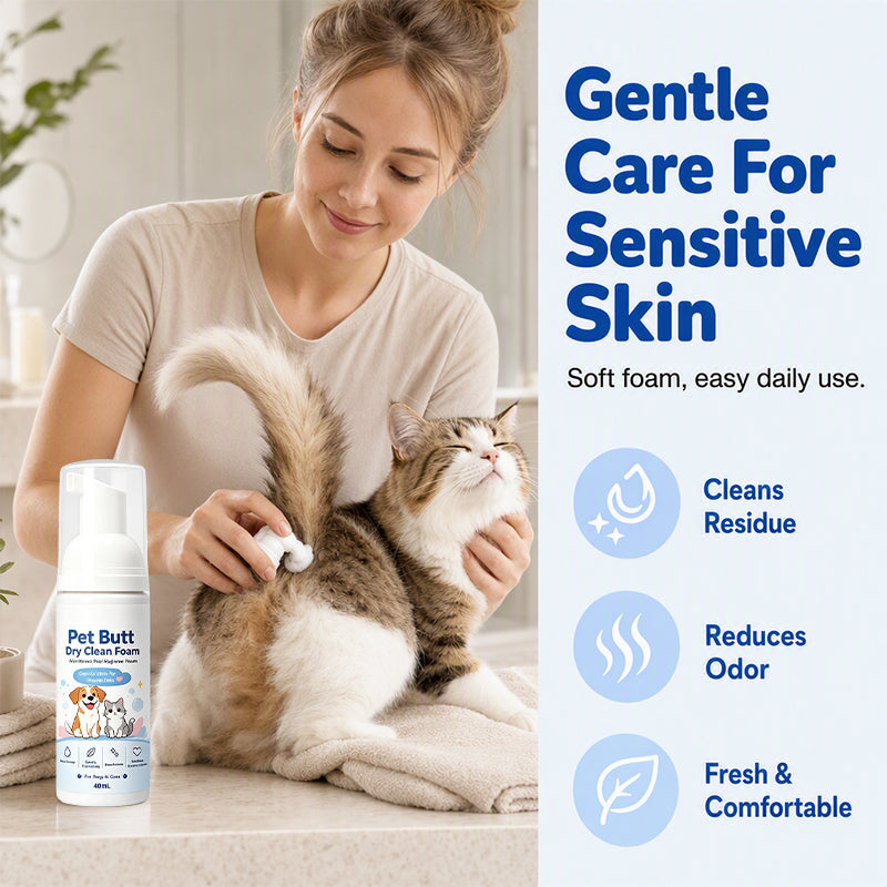 🔥No-Rinse Pet Butt Dry Clean Foam for Dogs & Cats