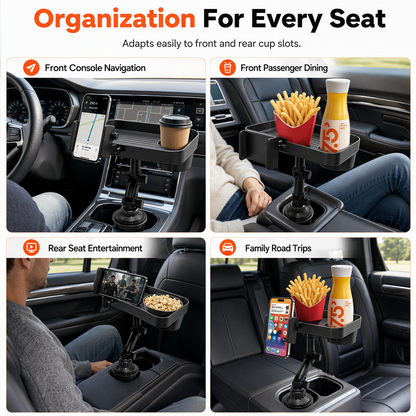 3 in 1 Multifunctional Car Cup Holder Phone Mount with Tray and Storage Organizer🚗📱🥤🍔